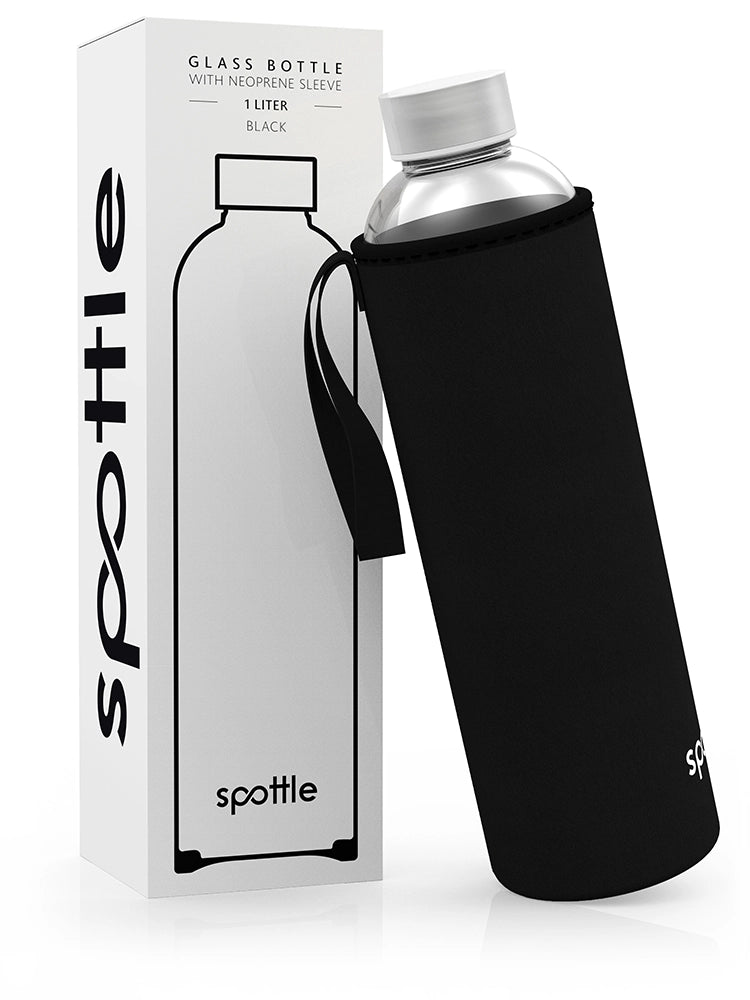 Trinkflasche Glas mit Neoprenhülle – 1 Liter