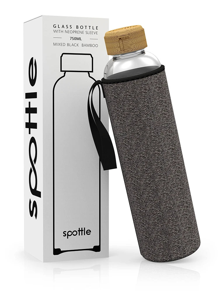 glasflasche-750-ml-mit-neopren-huelle-schwarz-meliert #color_mixed-black