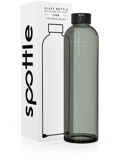 Black glass water bottle – 1 L
