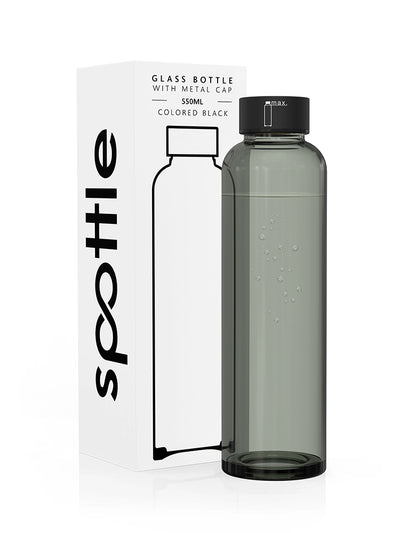 Schwarze Trinkflasche aus Glas – 500 ml (16oz)